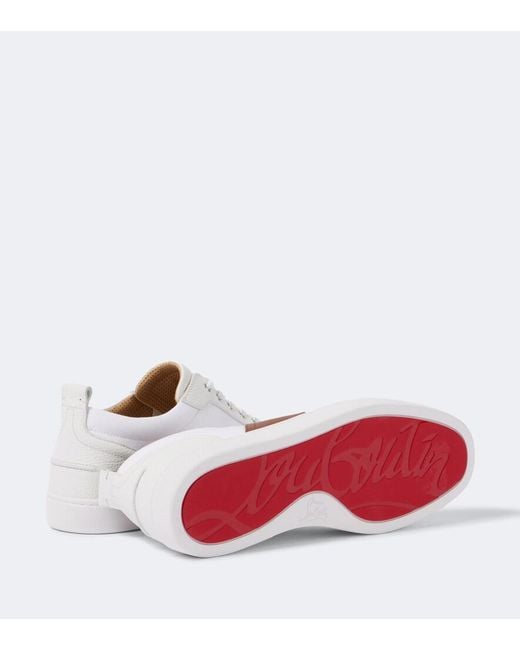 Christian Louboutin White Retero Leather-Trimmed Canvas Sneakers for men