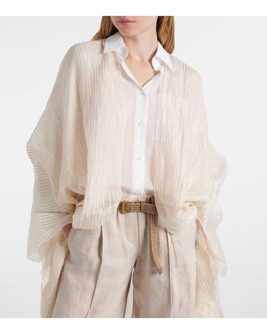 Brunello Cucinelli White Cape Aus Einem Leinengemisch
