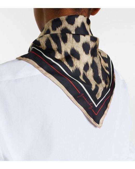 Givenchy Black Leopard-Print Silk Scarf
