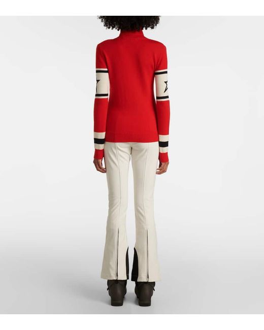 Perfect Moment Red Apres Intarsia Wool Turtleneck Sweater