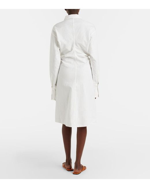 Totême  White Cotton And Linen Shirt Dress