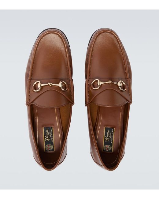 Gucci Brown Lugano Horsebit Leather Loafers for men