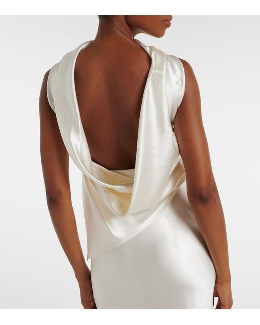 Danielle Frankel White Bridal River Silk And Wool Bustier Gown
