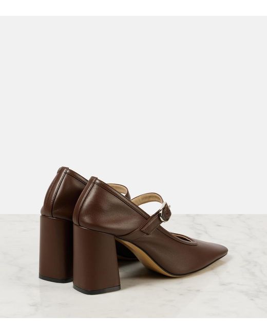 Le Monde Beryl Brown 80 Leather Mary Jane Pumps