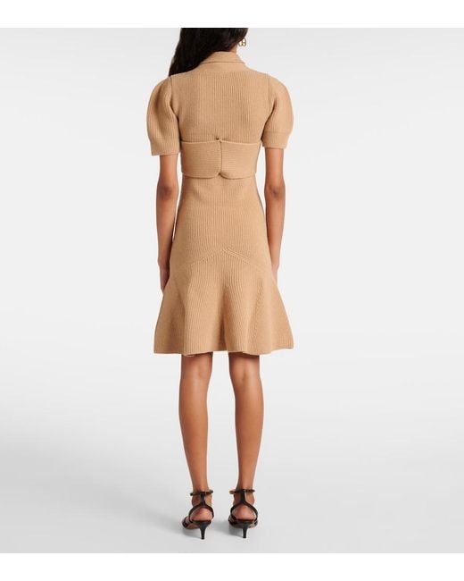 Patou Natural Scarf-Detail Wool And Cashmere Minidress