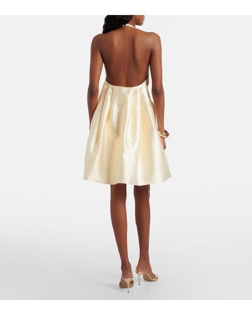 Self-Portrait Natural Fringed Satin Minidress