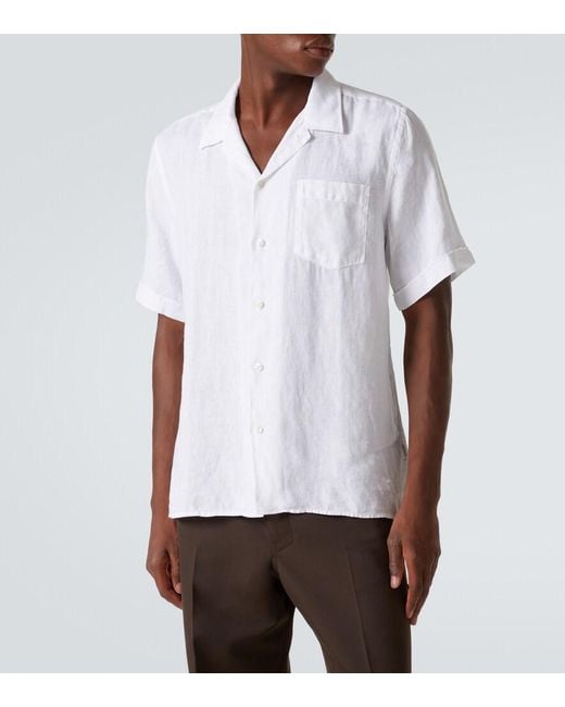 Vilebrequin White Charli Linen Bowling Shirt for men