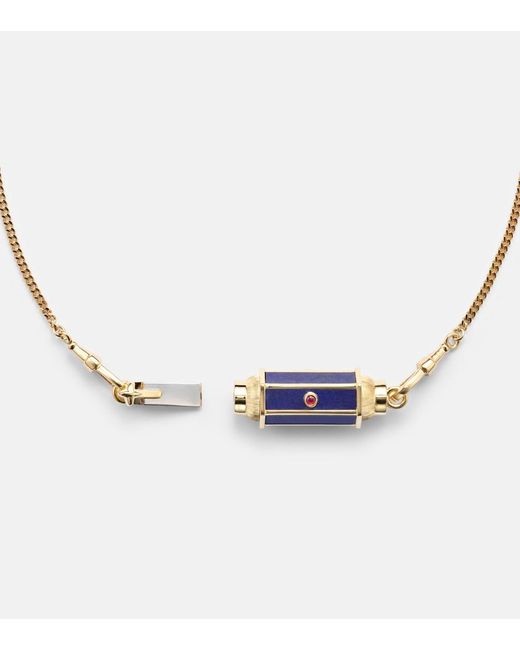 Marie Lichtenberg Natural Baby 18Kt Pendant Necklace With Lapis And Rubies
