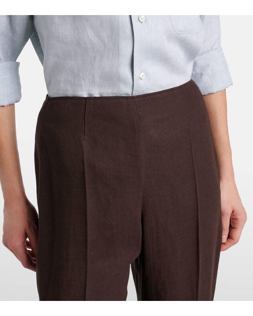 Loro Piana Brown Timi Linen Crepe Flared Pants