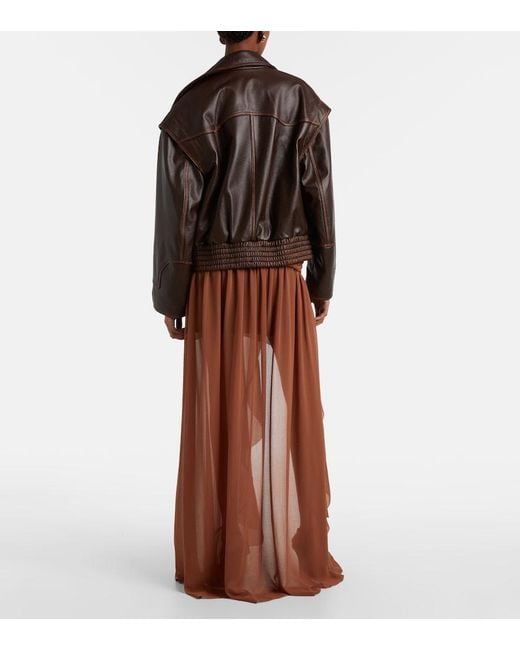 JACQUES WEI Brown Draped Asymmetric Maxi Skirt