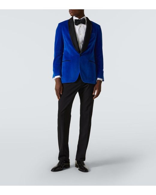 Rubinacci Blue Cotton Velvet Blazer for men