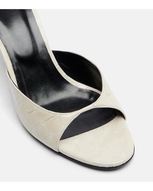 Jude White Haze Croc-Effect Patent Leather Mules