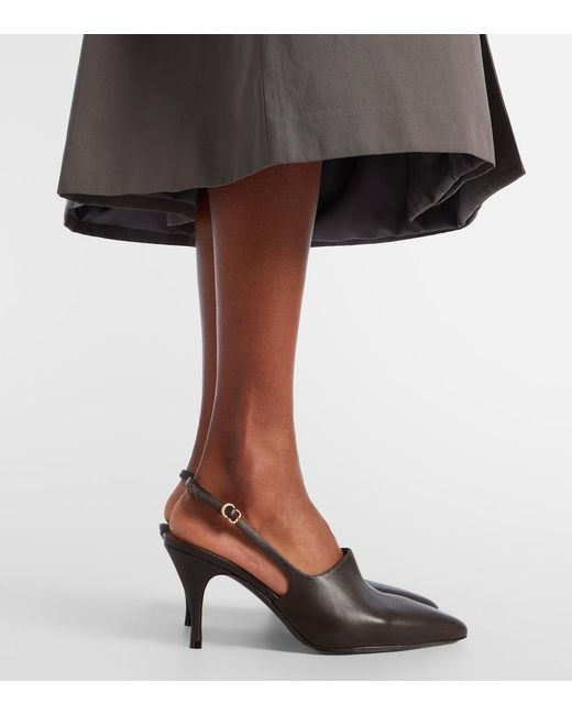 Herbert Levine Brown Cover Up 80 Leather Slingback Pumps