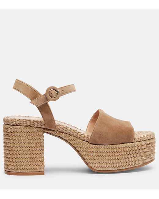 Gianvito Rossi Brown Carol Suede Espadrille Wedges