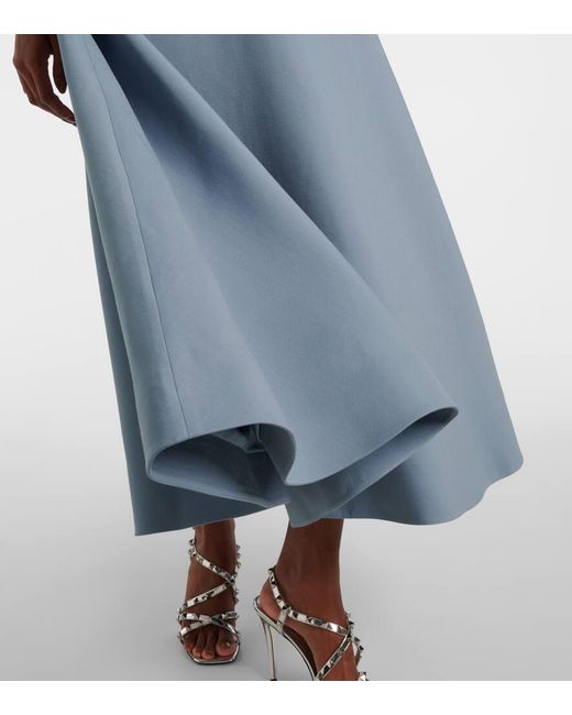 Valentino Blue Verziertes Midikleid Aus Crepe Couture