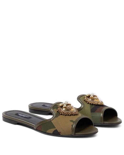 Dolce & Gabbana Green Bianca Devotion Camouflage Sandals