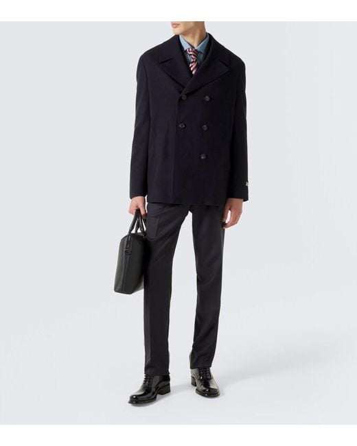 Canali Blue Wool Peacoat for men