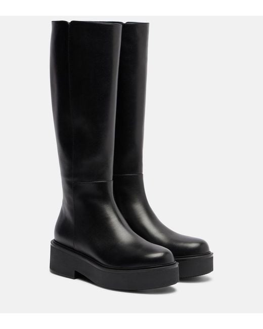 Gianvito Rossi Black Hiro Leather Mid-Calf Boots