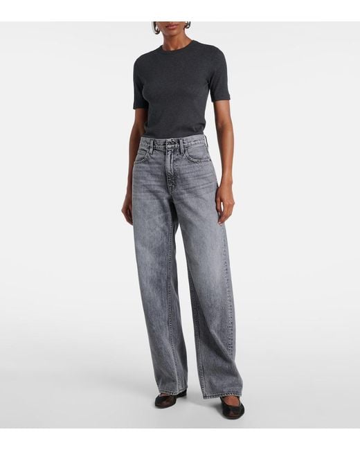 SLVRLAKE Denim Gray Cassie High-Rise Wide-Leg Jeans
