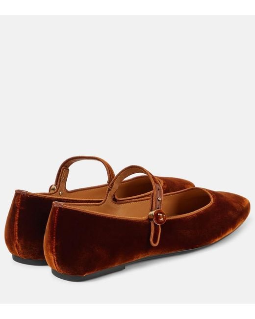 Tod's Brown Velvet Mary Jane Flats