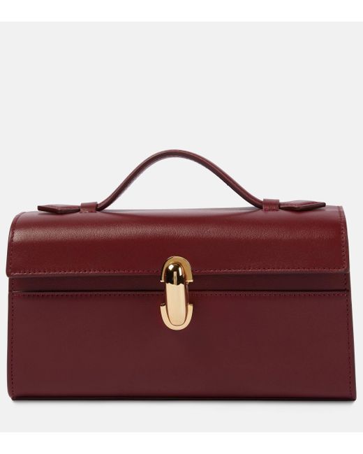 SAVETTE Red Symmetry Pochette Leather Tote Bag