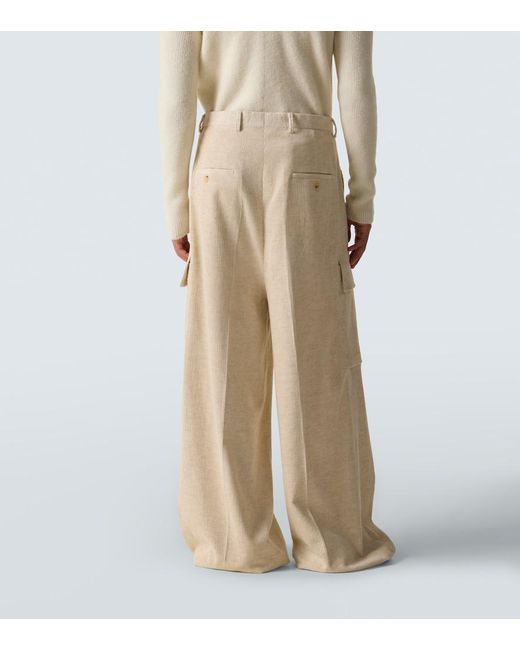 Rick Owens Natural Firebanks Cotton And Linen Cargo Pants for men