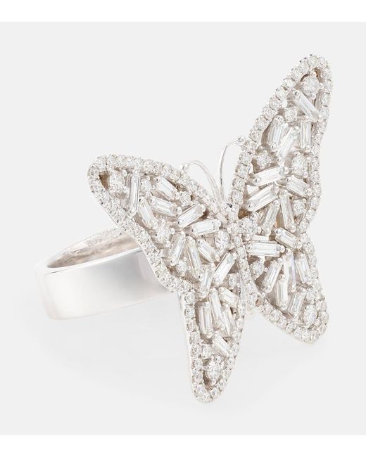 Anello Fireworks Butterfly in oro bianco 18kt con diamanti di Suzanne Kalan in White