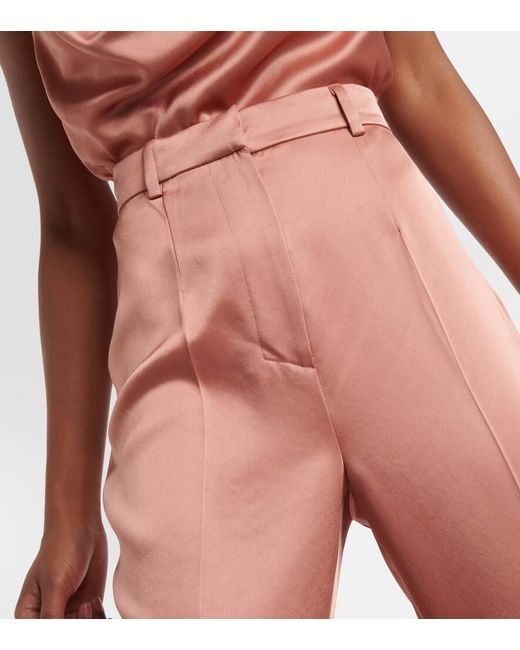 Pantalones Rectos Leena De Saten Nanushka de color Red