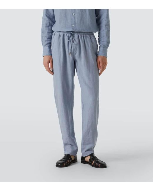 Thom Sweeney Gerade Hose Aus Leinen in Blue für Herren