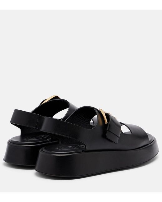Tod's Black Leather Platform Sandals