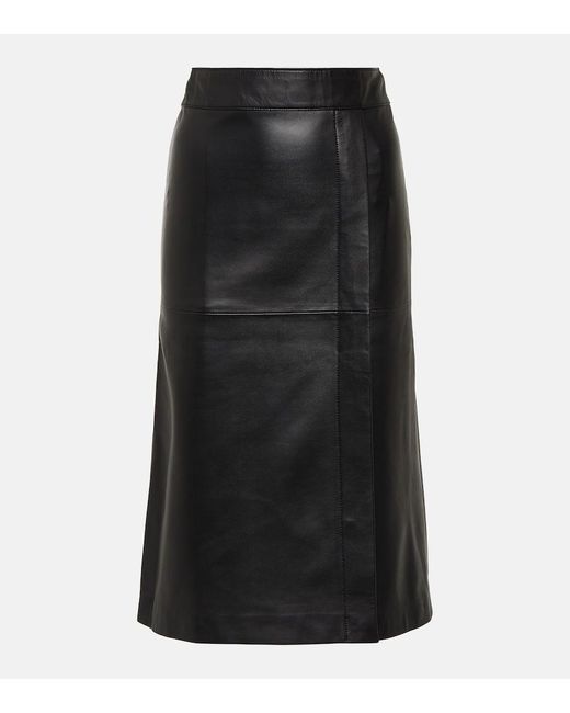 Joseph Black Sevres Leather Midi Skirt