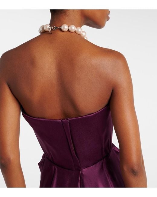 Vivienne Westwood Purple Galaxy Draped Crepe Satin Bustier Gown