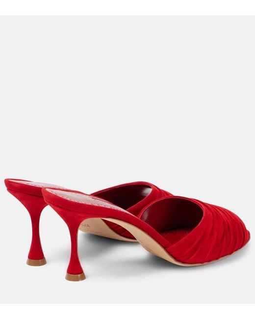 Manolo Blahnik Red Pantoletten Pirua 70 Aus Veloursleder