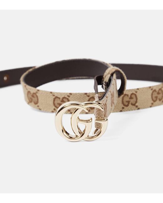 Gucci Natural Guertel Gg Marmont Aus Canvas