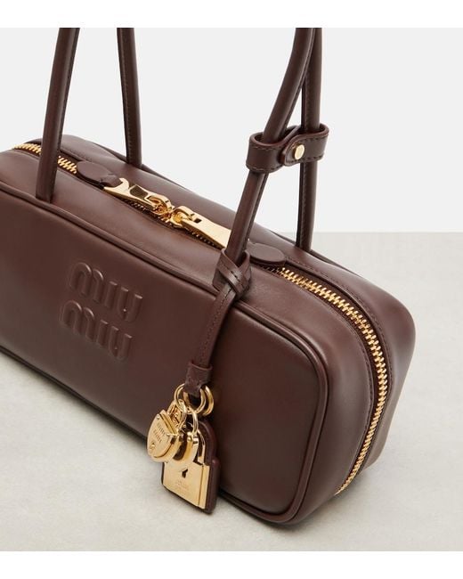 Miu Miu Brown Beau Leather Shoulder Bag