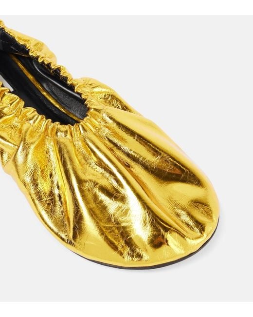 Jil Sander Yellow Leather Ballet Flats