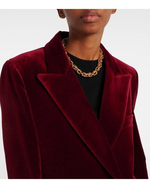 Blazé Milano Red Everynight Double-Breasted Cotton Velvet Blazer