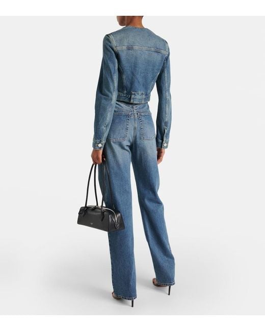 Alaïa Blue Cropped-Jeansjacke