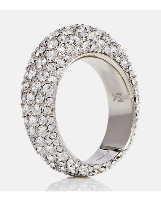 AMINA MUADDI White Cameron Crystal-Embellished Ring
