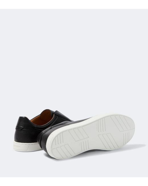 Magnanni Shoes Black Costa Slip Ii Leather Slip-On Shoes for men