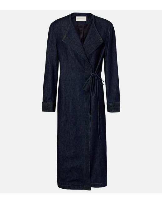 Dries Van Noten Blue Denim Wrap Coat