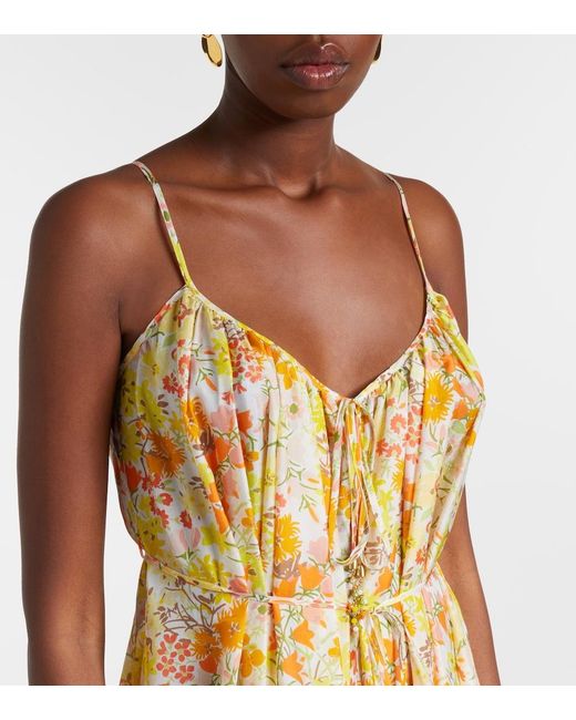 Zimmermann Metallic Solstice Silk Floral Jumpsuit
