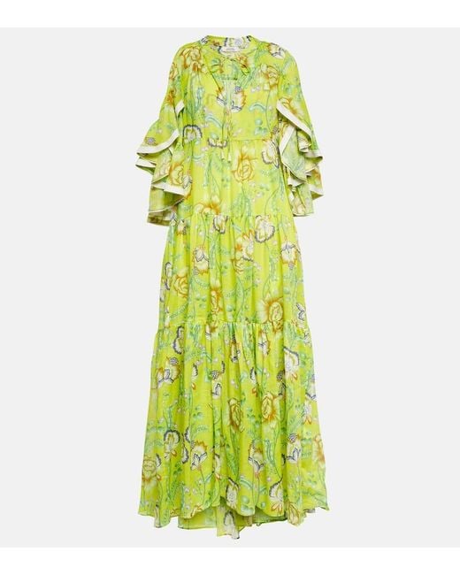 Dorothee Schumacher Green Floral Ramie Maxi Dress