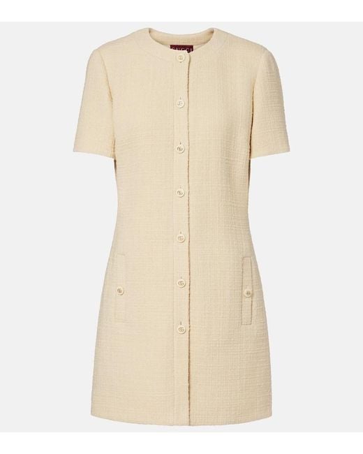 Gucci Natural Minikleid Aus Tweed Aus Einer Wollmischung