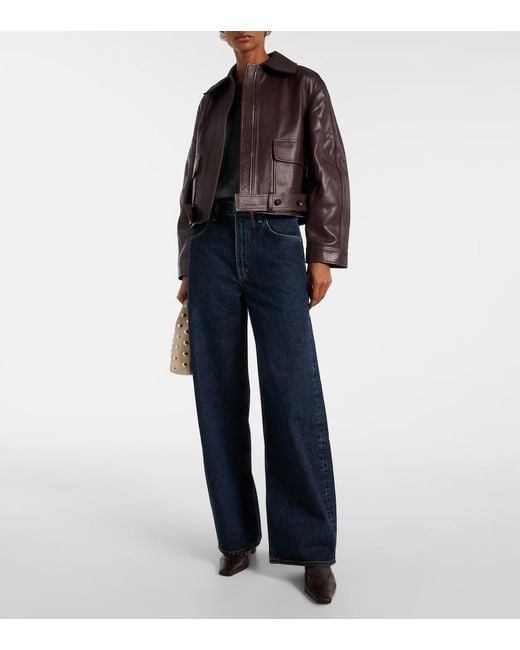 Agolde Blue Low Curve Mid-Rise Barrel-Leg Jeans