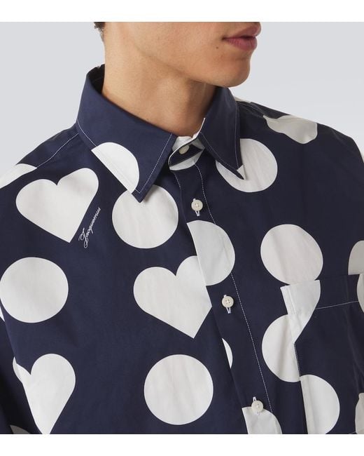 Jacquemus Blue Camargue Polka-Dot Cotton Poplin Shirt for men