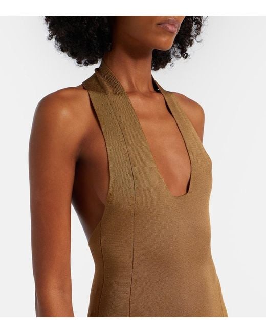 Khaite Brown Mahi Halterneck Maxi Dress