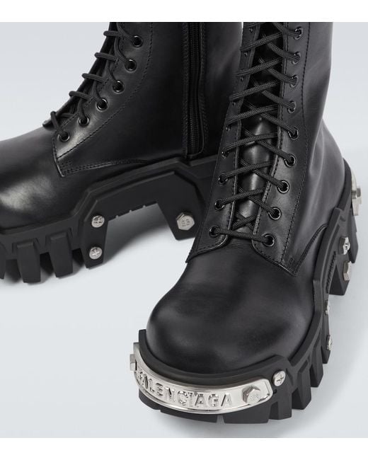 Balenciaga Black Bulldozer Lace-Up Boots for men