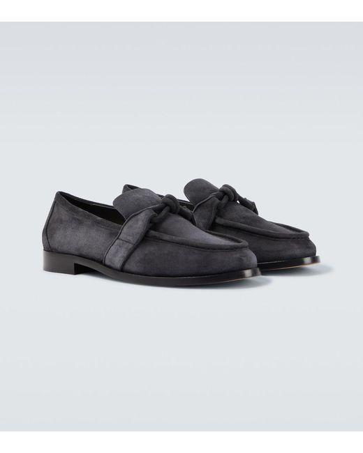 Bottega Veneta Black Astaire Knot Suede Loafers for men
