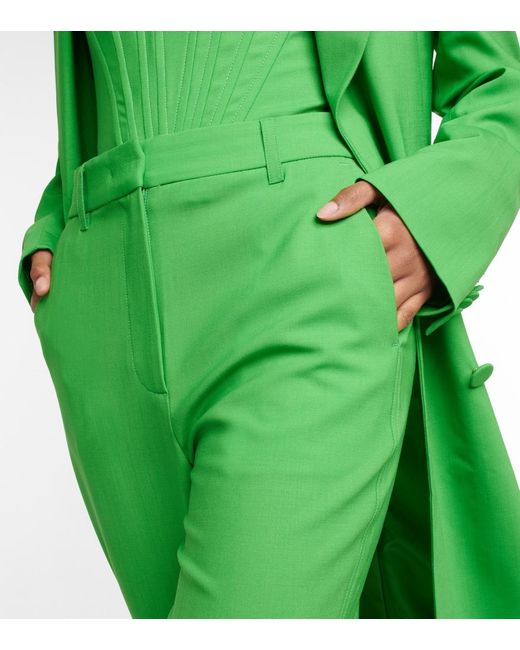 GIUSEPPE DI MORABITO Green High-Rise Wool-Blend Pants
